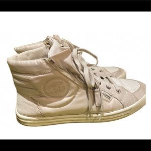 Chanel Leather and Nylon high top trainers